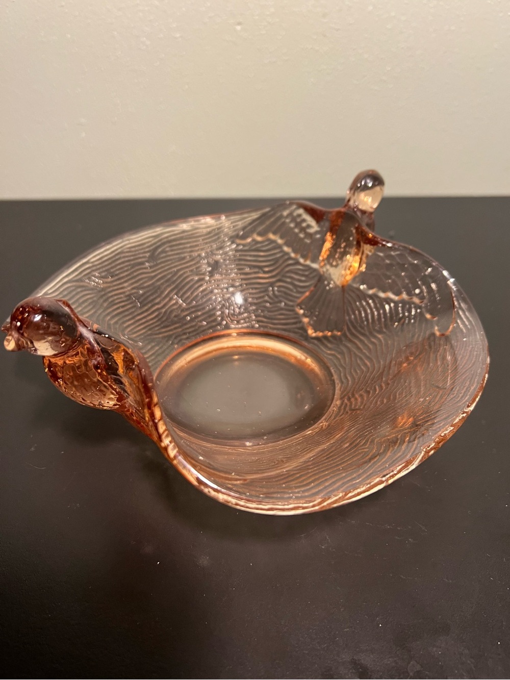 Antique 1920s Dugan Diamond Pink Glass Bird Bowl Depression Glass Art Deco Nest